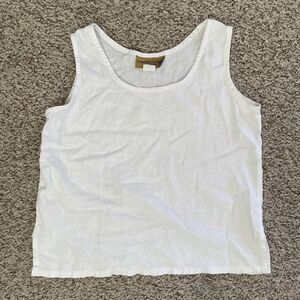 Painted Pony White Linen Sleeveless Crop Blouse Size S Boxy Shell Tank Top Vtg